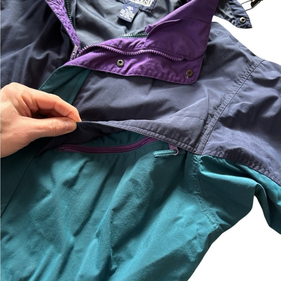 Vintage Lands End Nylon Full Zip Jacket Men Size Medium Regular Packable Hood - Picture 4 of 8